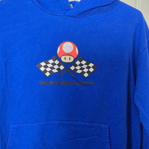 Nintendo Mario Brothers Mario Cart Graphic Hoodie Blue Youth 18 Mens Small - Picture 3 of 7